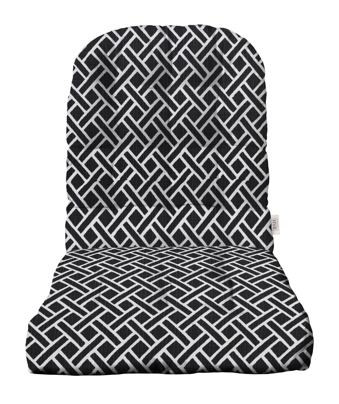 RSH Décor: Indoor Outdoor Adirondack Patio Chair Seat Cushion | All Weather, Water and Fade Resistant Polyester Fabric | 42.5” x 21” | Matte Black Geometric - RSH Decor