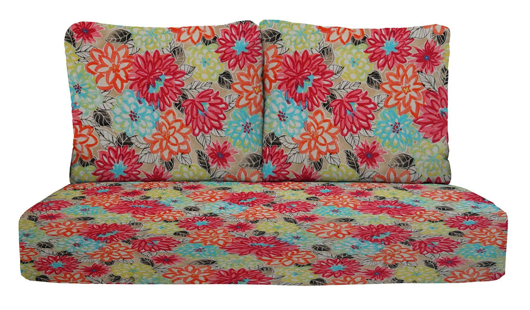 RSH Décor Indoor Outdoor Deep Seating Loveseat Cushion 3 Piece Set Polyester Patterns (1 - 46"x26"x5" Seat & 2 - 25"x21" Backs) - Pillow Back - RSH Decor