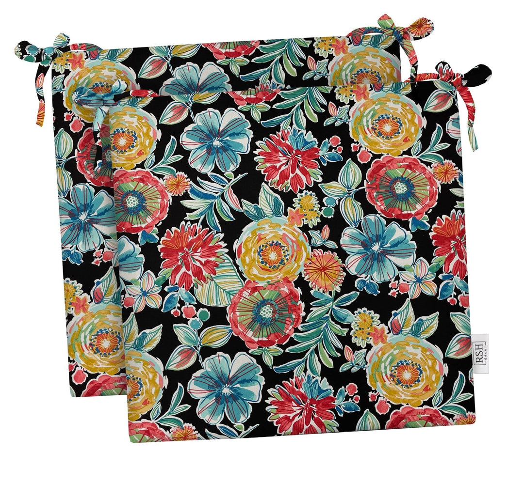 RSH DECOR Indoor / Outdoor Foam Dining Chair Seat Cushions, 17" x 17" x 2" (Colsen Noir) (Set of 2) - RSH Decor