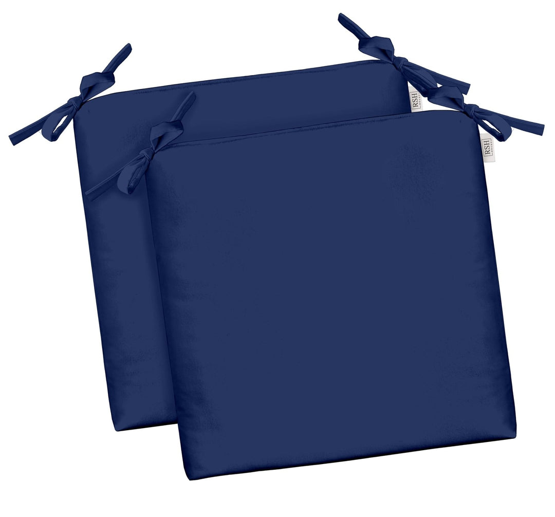 RSH DECOR Indoor / Outdoor Foam Dining Chair Seat Cushions, 20" x 20" x 3" (Navy Blue) (Set of 2) - RSH Decor