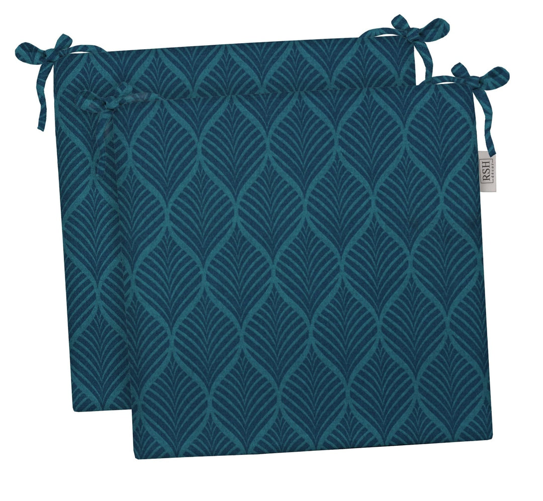 RSH Décor Indoor Outdoor Set of 2 Foam Dining Chair Seat Cushions, 17" x 17" x 2", (Fenbrook Blue Cove) - RSH Decor