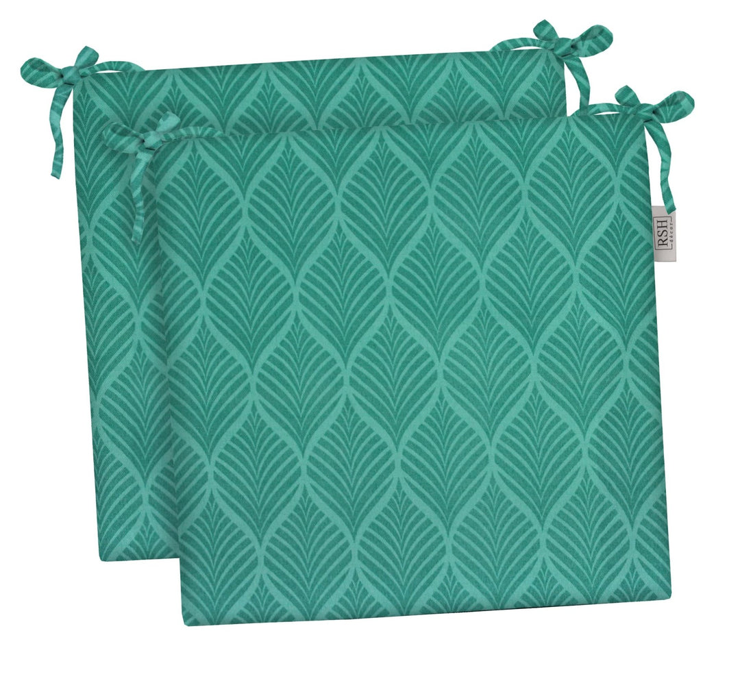 RSH Décor Indoor Outdoor Set of 2 Foam Dining Chair Seat Cushions, 20" x 20" x 3", (Fenbrook Teal) - RSH Decor