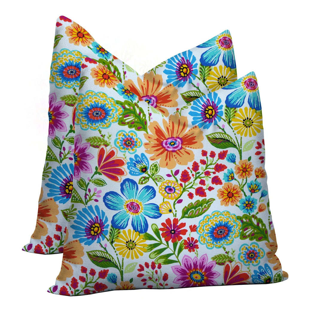 RSH DECOR Indoor Outdoor Set of 2 Karate Chop Decorative Square Throw Pillow Cover + Soft Shapeable Faux Feather Insert (22" x 22", Gregoire Fresco) - RSH Decor