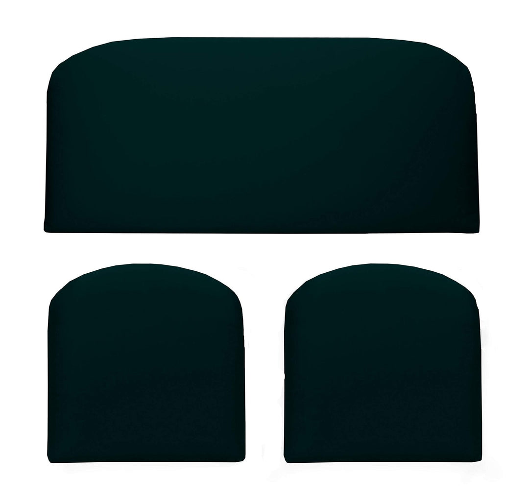 RSH DECOR Indoor ~ Outdoor Solid Black 3 Piece Cushion Set - Foam Loveseat Settee & 2 Matching U - Shape Chair Cushions ~ (41" x 19" x 3" & 19" x 19" x 3") - RSH Decor