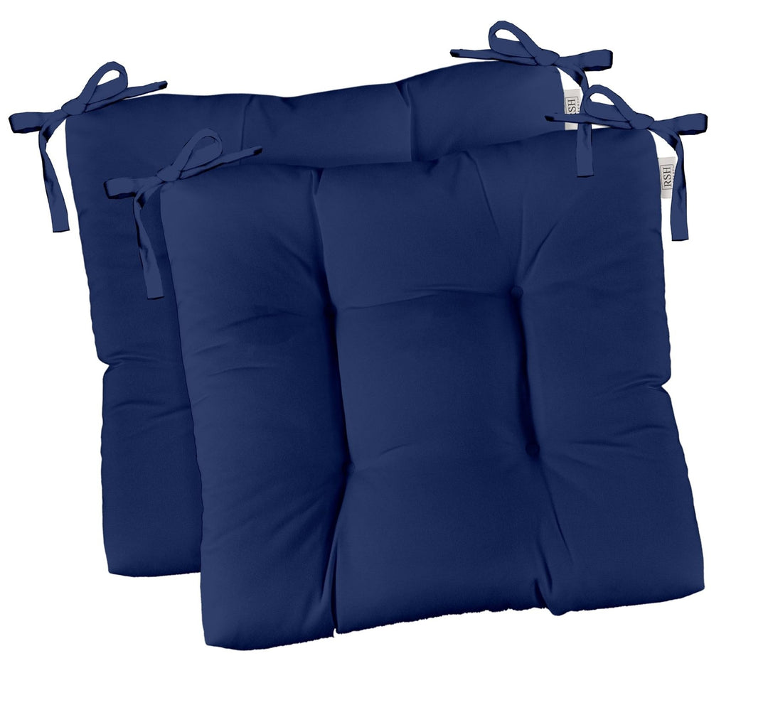 RSH DECOR Indoor / Outdoor Tufted Dining Chair Seat Cushions, 20" x 20" (Navy Blue) (Set of 2) - RSH Decor