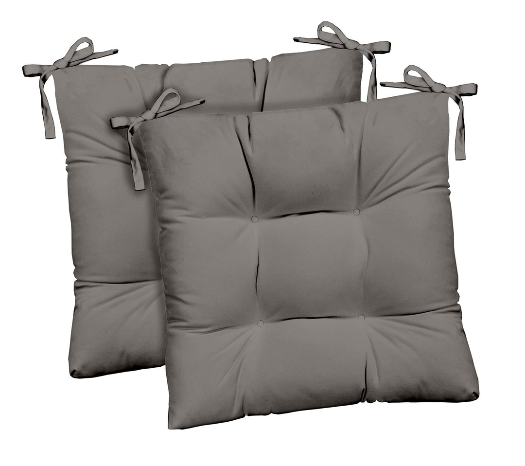 RSH DECOR Indoor / Outdoor Tufted Dining Chair Seat Cushions, 20" x 20" x 3" (Grey) (Set of 2) - RSH Decor