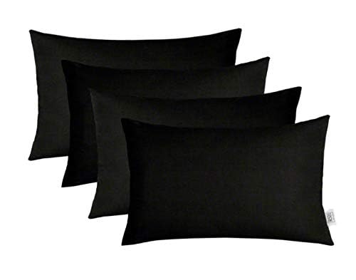 RSH Décor - Jumbo Lumbar Throw Pillows – Set of 4 | 26" x 16" | Indoor Outdoor Use – Patio, Lounge, Adirondack, Deck | Water & Fade - Resistant | Includes Down - Alternative Inserts | Black - RSH Decor
