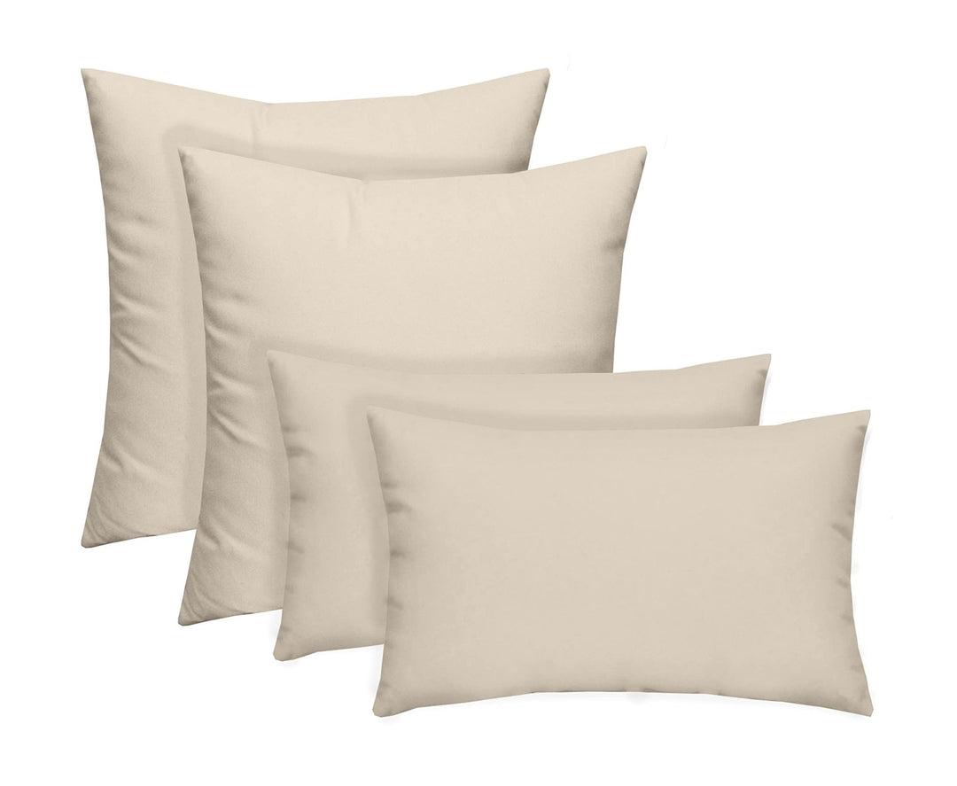 RSH DECOR: Lumbar & Square Throw Pillows Set of 4 | 20" x 12" & 17" x 17" | All - Weather Spun Fabric | Water and Fade - Resistant | Outdoor Accent Pillows for Patio Furniture | Ivory (Cream, Natural) - RSH Decor