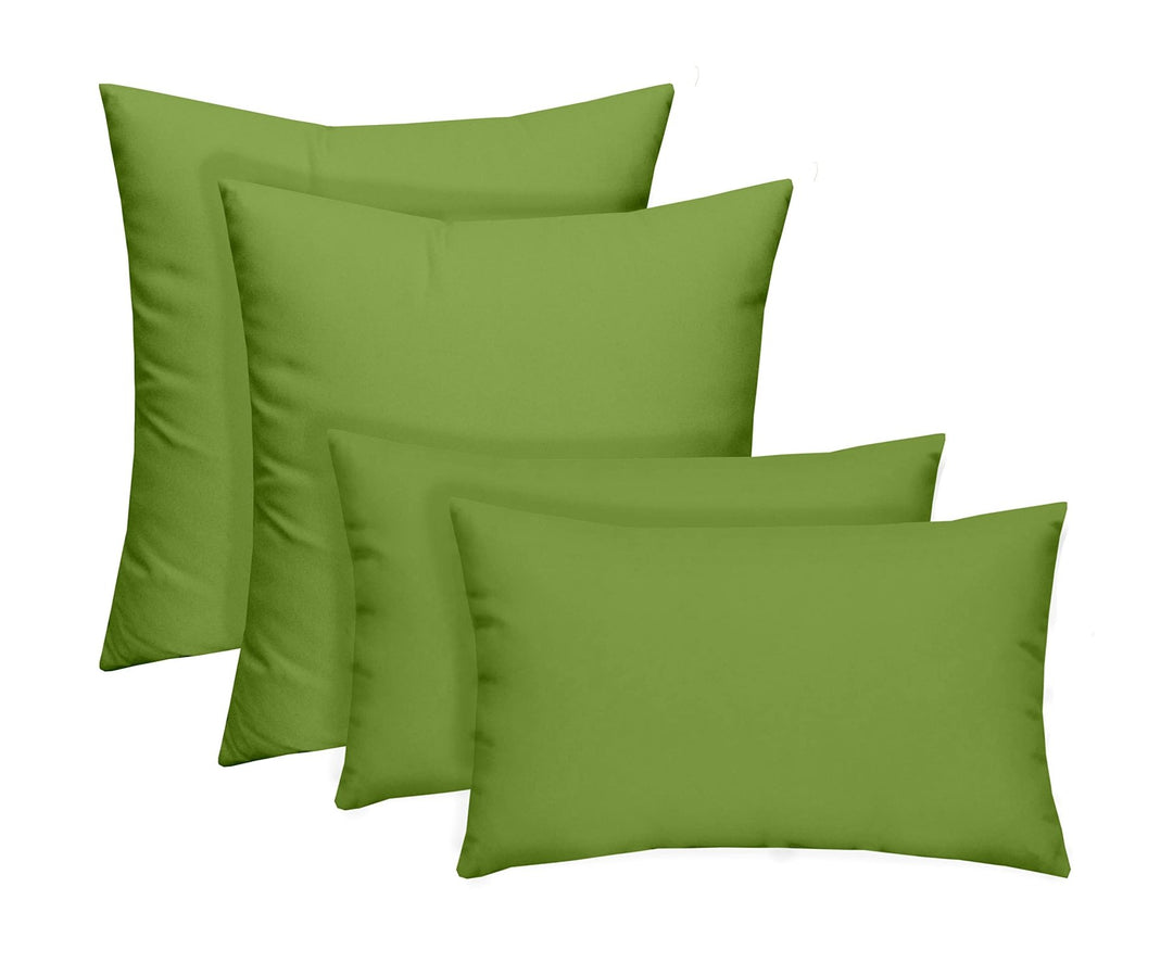 RSH DECOR: Lumbar & Square Throw Pillows Set of 4 | 20" x 12" & 17" x 17" | All - Weather Spun Fabric | Water and Fade - Resistant | Outdoor Accent Pillows for Patio Furniture | Kiwi Green - RSH Decor