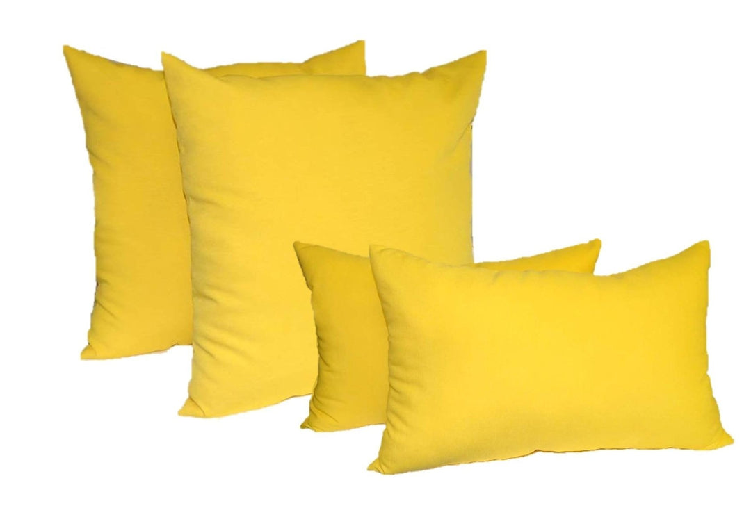 RSH DECOR: Lumbar & Square Throw Pillows Set of 4 | 20" x 12" & 17" x 17" | All - Weather Spun Fabric | Water and Fade - Resistant | Outdoor Accent Pillows for Patio Furniture | Yellow - RSH Decor