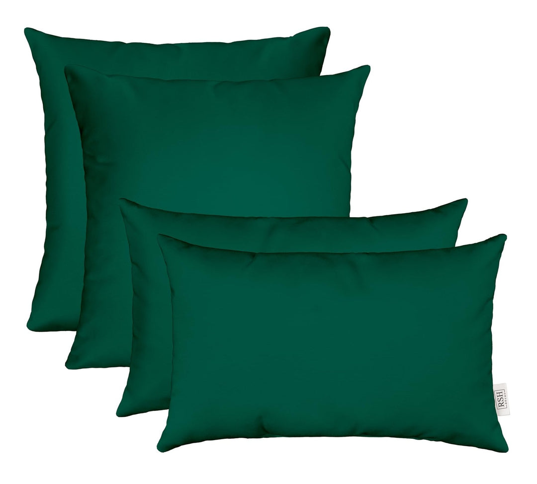 RSH DECOR: Lumbar & Square Throw Pillows Set of 4 | 20" x 12" & 20" x 20" | All - Weather Spun Fabric | Water and Fade - Resistant | Outdoor Accent Pillows for Patio Furniture | Canvas Forest Green - RSH Decor