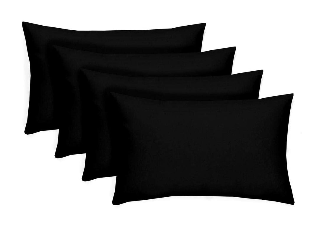 RSH DECOR: Lumbar Throw Pillows Set of 4 | 20” x 12" | All - Weather Spun Fabric | Water and Fade - Resistant | Outdoor Support Pillows for Patio Furniture | Black - RSH Decor