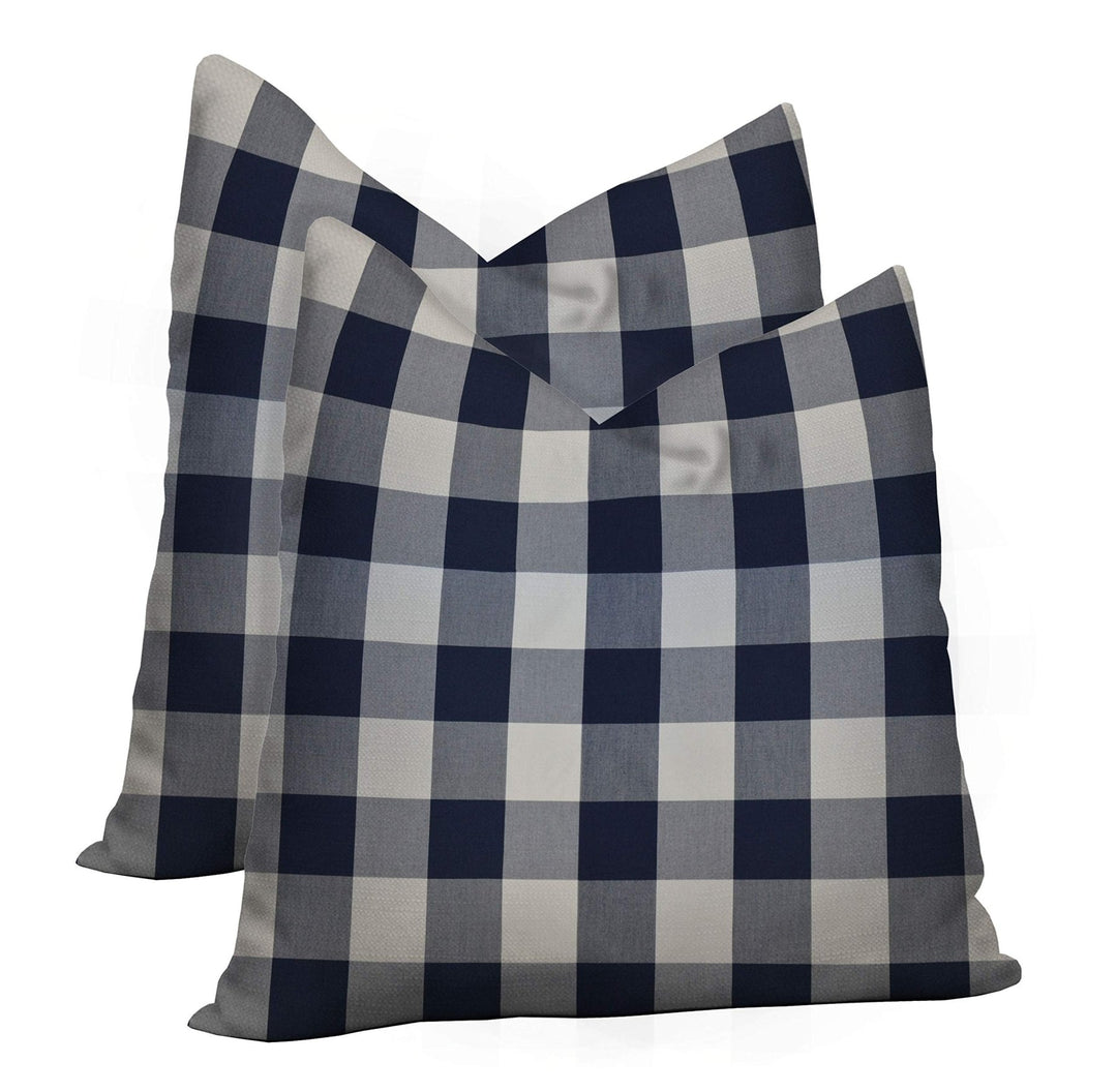 RSH Décor - Set of 2 Indoor / Outdoor Karate Chop Throw Toss Pillow Made with Weather Resistant Buffalo Plaid Fabric Filled with Ultra Soft Shapeable Premium Micro - Down Fiber - RSH Decor