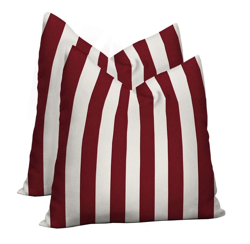 RSH Décor - Set of 2 Indoor / Outdoor Karate Chop Throw Toss Pillow Made with Weather Resistant Cabana Stripe Fabric Filled with Ultra Soft Shapeable Premium Micro - Down Fiber - RSH Decor