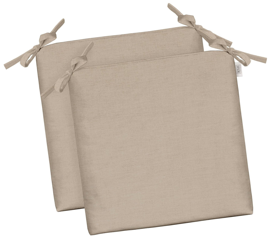 RSH DECOR: Sunbrella Foam Chair Cushions Set of 2 | 15" x 14" x 2" | All - Weather Square Cushions for Patio Furniture | Crafted with Sunbrella Performance Fabric | Play Oat - RSH Decor
