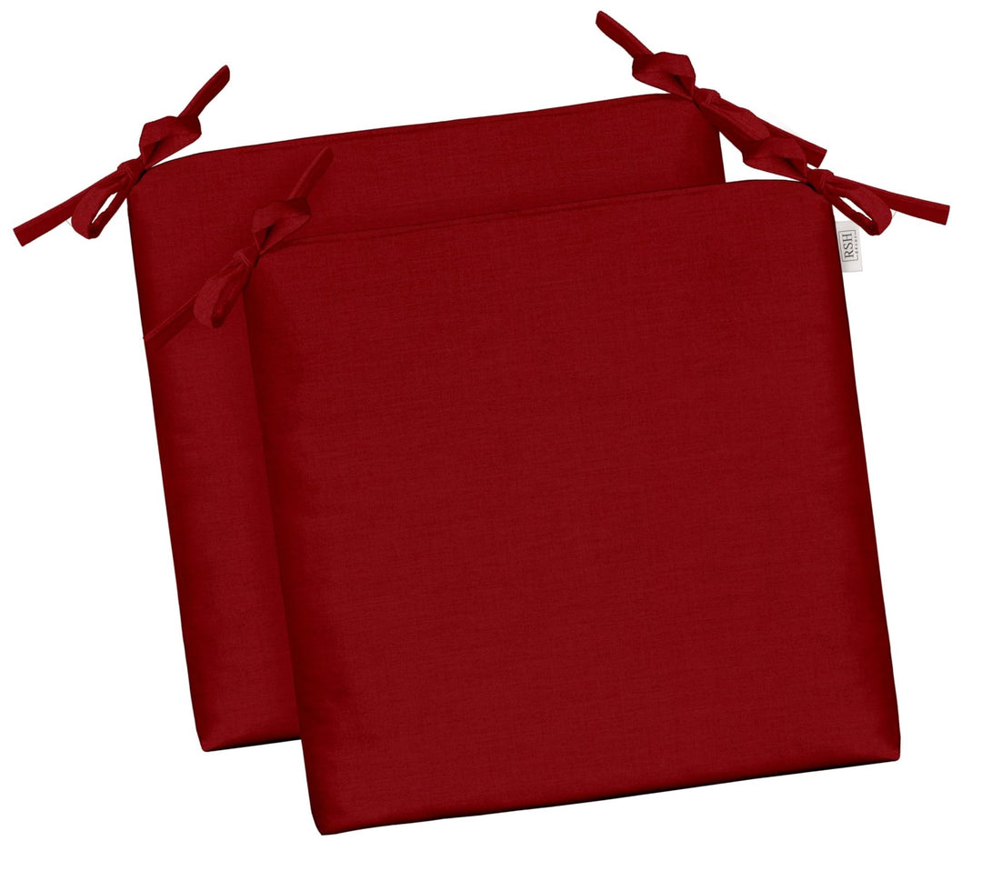 RSH DECOR: Sunbrella Foam Chair Cushions Set of 2 | 15" x 14" x 2" | All - Weather Square Cushions for Patio Furniture | Crafted with Sunbrella Performance Fabric | Play Scarlet - RSH Decor