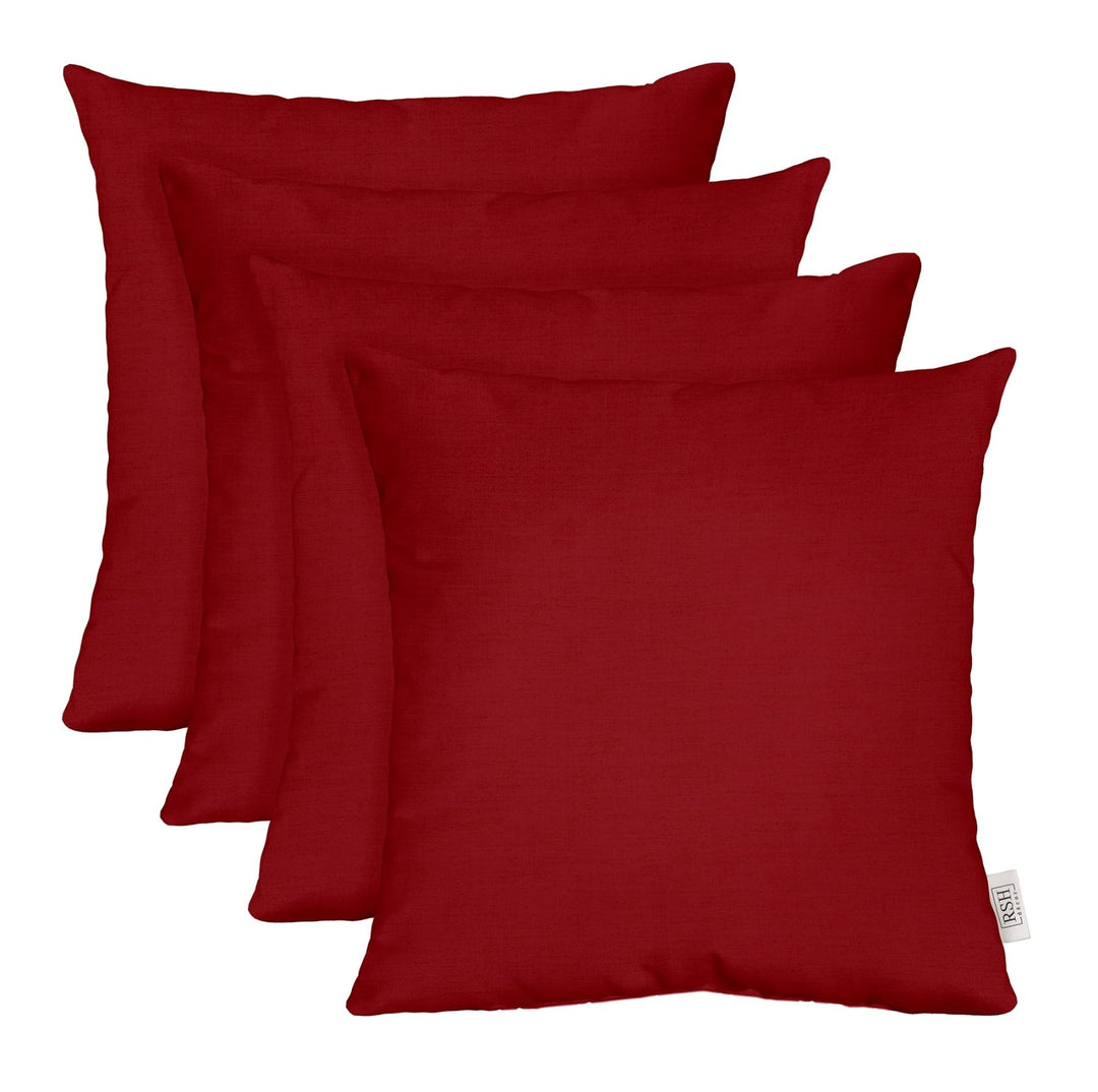 RSH DECOR: Sunbrella Play Square Throw Pillows Set of 4 | 24" x 24" | Water and Fade - Resistant Performance Fabric | Outdoor Pillow Covers with Down - Alternative Inserts | Play Scarlet - RSH Decor