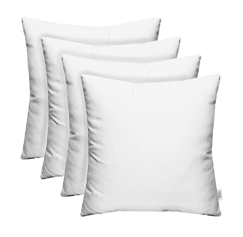 RSH DECOR: Sunbrella Square Throw Pillows Set of 4 | 24" x 24" | Water and Fade - Resistant Performance Fabric | Outdoor Pillow Covers with Down - Alternative Inserts | Canvas White - RSH Decor