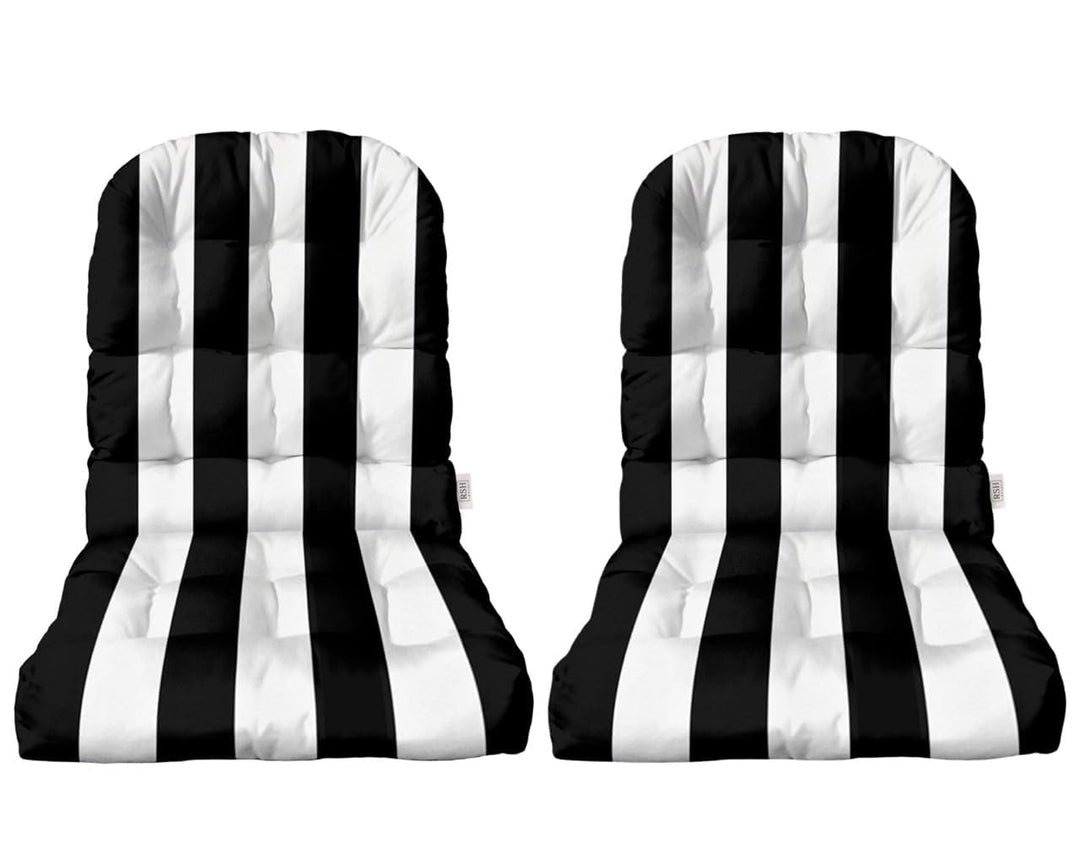 RSH DECOR: Tufted Adirondack Chair Cushion Set of 2 | 42.5” x 21” | All - Weather Spun Fabric | Water and Fade - Resistant | Outdoor Cushions for Patio Furniture | Black & White Stripe - RSH Decor