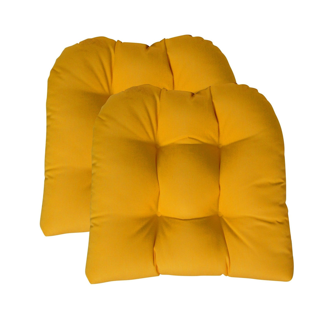 RSH DECOR: Tufted U - Shape Wicker Seat Cushions Set of 2 | 19” x 19” | All - Weather Spun Fabric | Water - Resistant | Outdoor Chair Cushions for Patio Furniture | Canvas Sunflower Yellow - RSH Decor