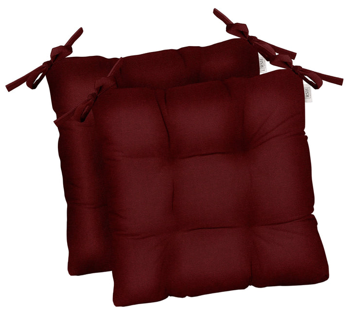 Set of 2 Dining Chair Cushions | Tufted | Sunbrella Canvas Burgundy - RSH Decor