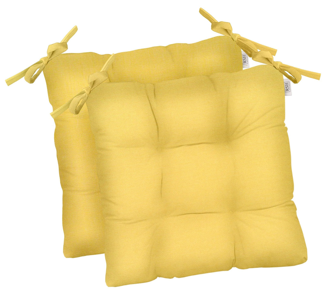 Set of 2 Dining Chair Cushions | Tufted | Sunbrella Canvas Buttercup Yellow - RSH Decor