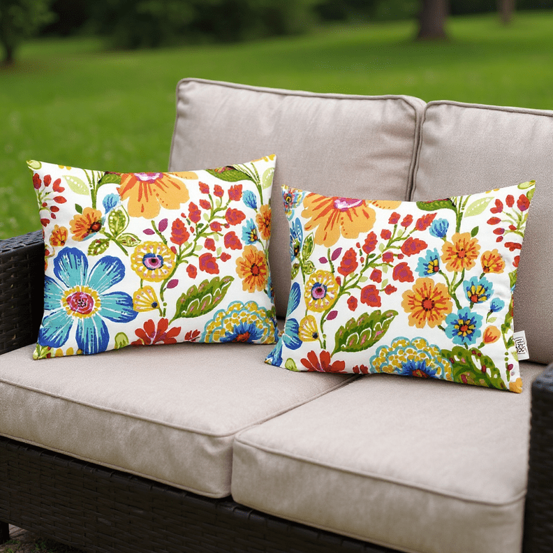 Set of 2 Floral Gregoire Fresco Lumbar Pillows - RSH Decor