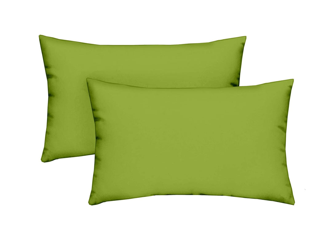 Set of 2 Indoor / Outdoor Decorative Lumbar / Rectangle Pillows - Solid Kiwi Green | Made in USA - RSH Decor