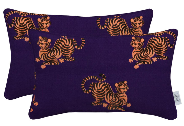 Set of 2 Lumbar Throw Pillows | Orange & Purple Collection - RSH Decor