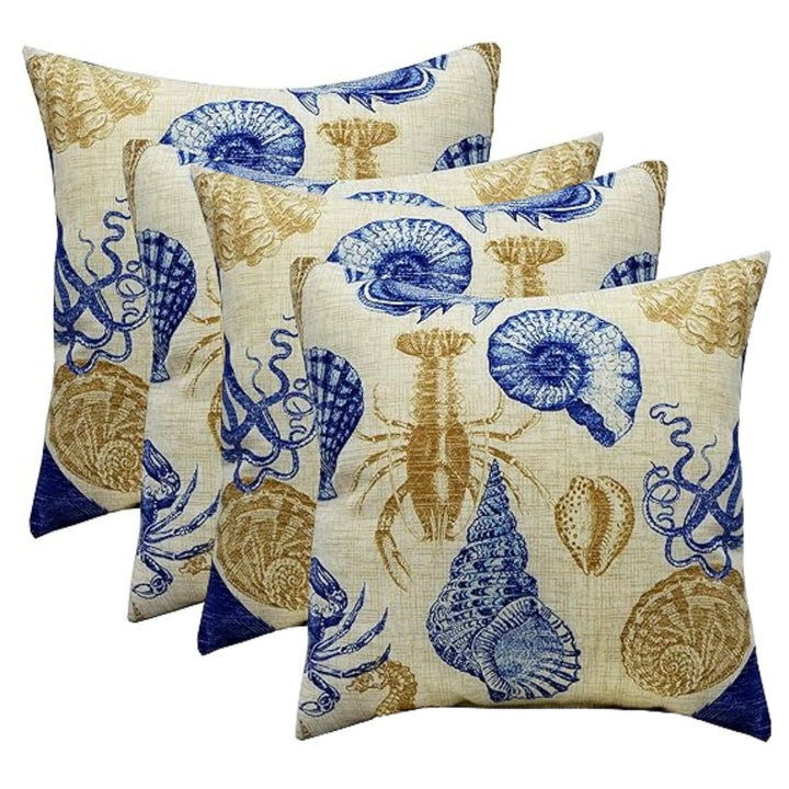 Set of 2 or 4 Throw Pillows | Square & Lumbar Options | Blue Tan Crab | SUMMER FLASH SALE - RSH Decor