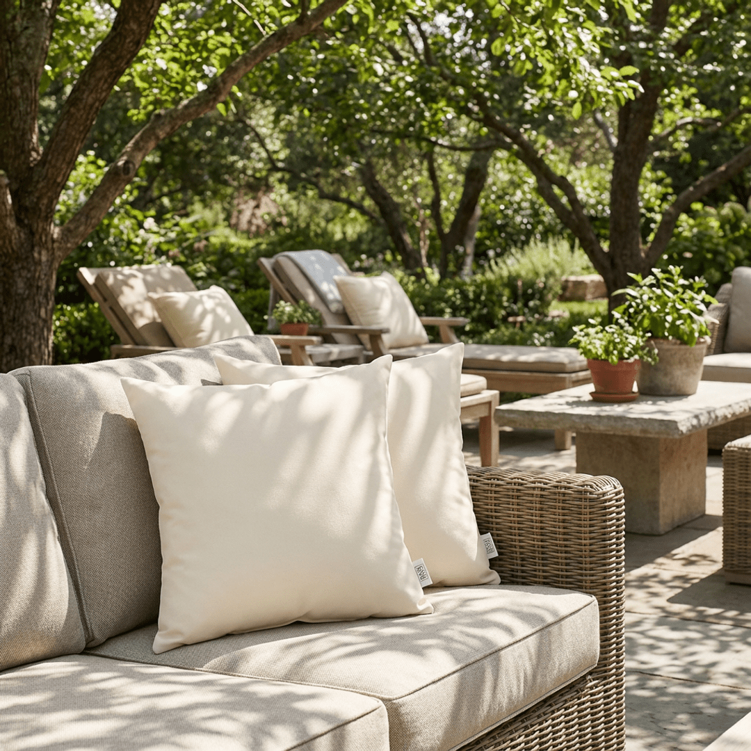 Set of 2 Pillows, 17" W x 17" H, Ivory - RSH Decor