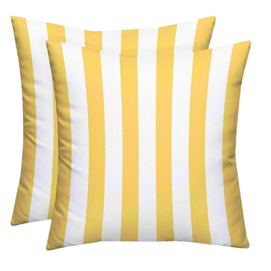 Set of 2 or 4 Throw Pillows | Square & Lumbar Options | Yellow & White Stripe | SUMMER FLASH SALE