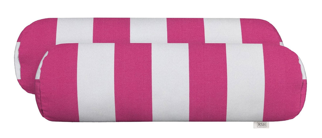 Set of 2 Pink Bolster Neck Roll Pillow with All - Weather Polyester Spun Fabric - RSH Decor