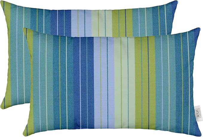 Set of 2 Throw Pillows | Lumbar 20" x 12" | Sunbrella Patterns - RSH Decor