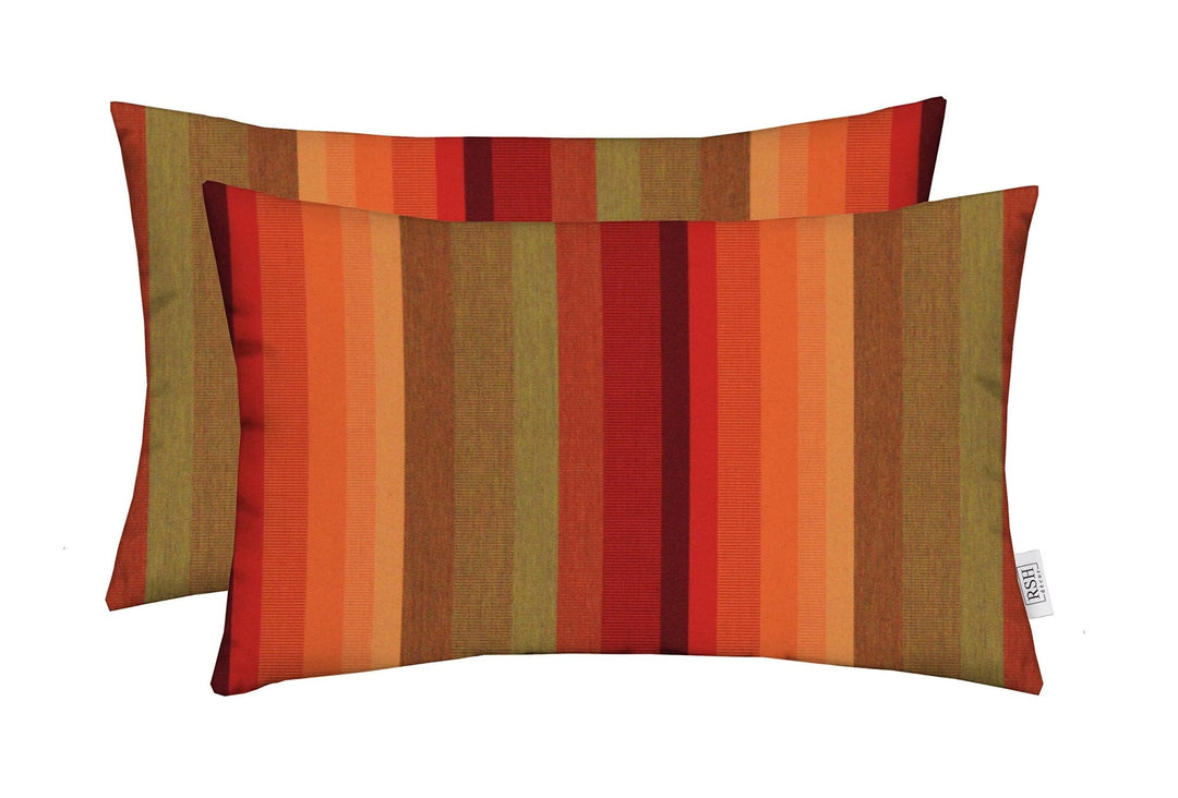 Set of 2 Throw Pillows | Lumbar 20" x 12" | Sunbrella Patterns - RSH Decor