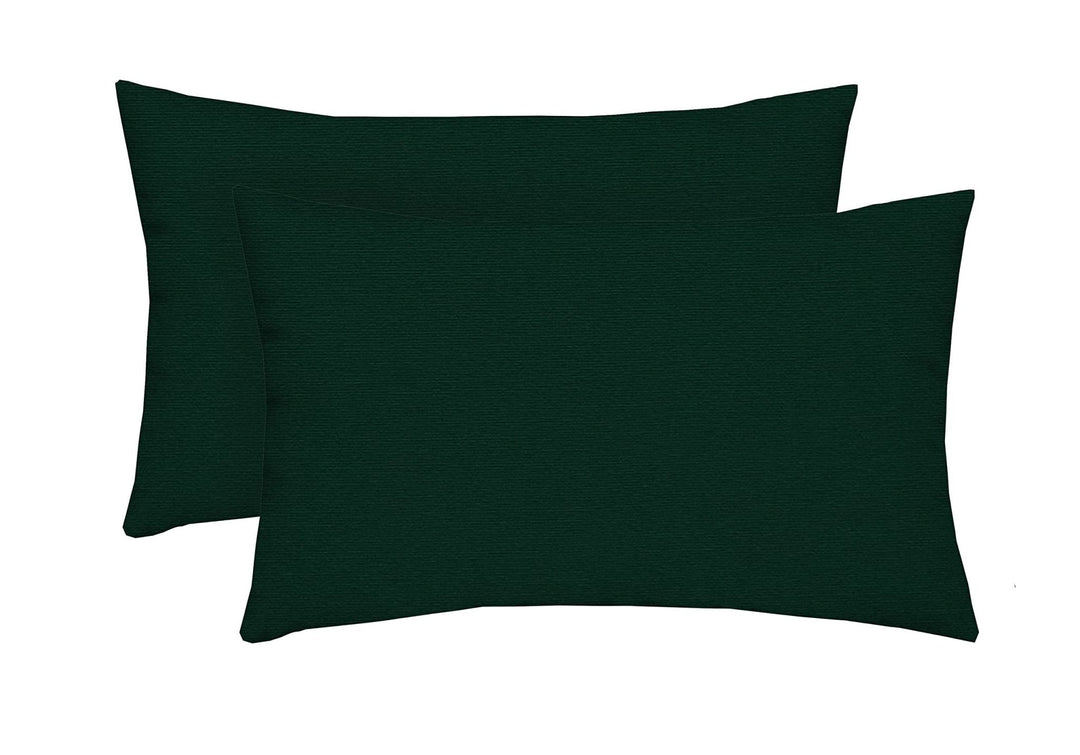 Set of 2 Throw Pillows | Lumbar 20" x 12" | Sunbrella Performance Fabric | Sunbrella Canvas Forest Green - RSH Decor