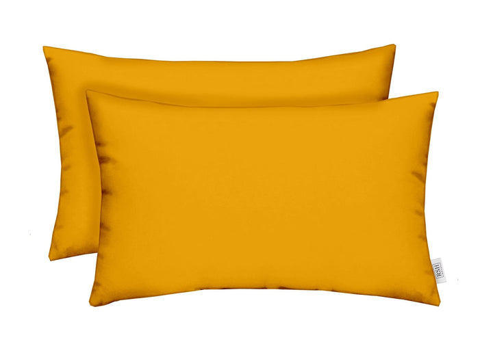 Set of 2 Throw Pillows | Lumbar 20" x 12" | Sunbrella Performance Fabric | Sunbrella Canvas Sunflower Yellow - RSH Decor