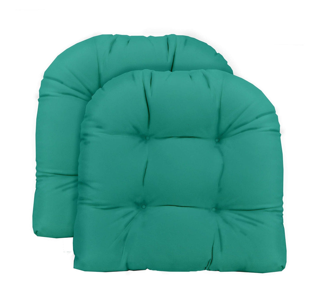 Set of 2 U-Shape Wicker Seat Cushions Set, Tufted, 19" x 19", Cancun Blue - RSH Decor