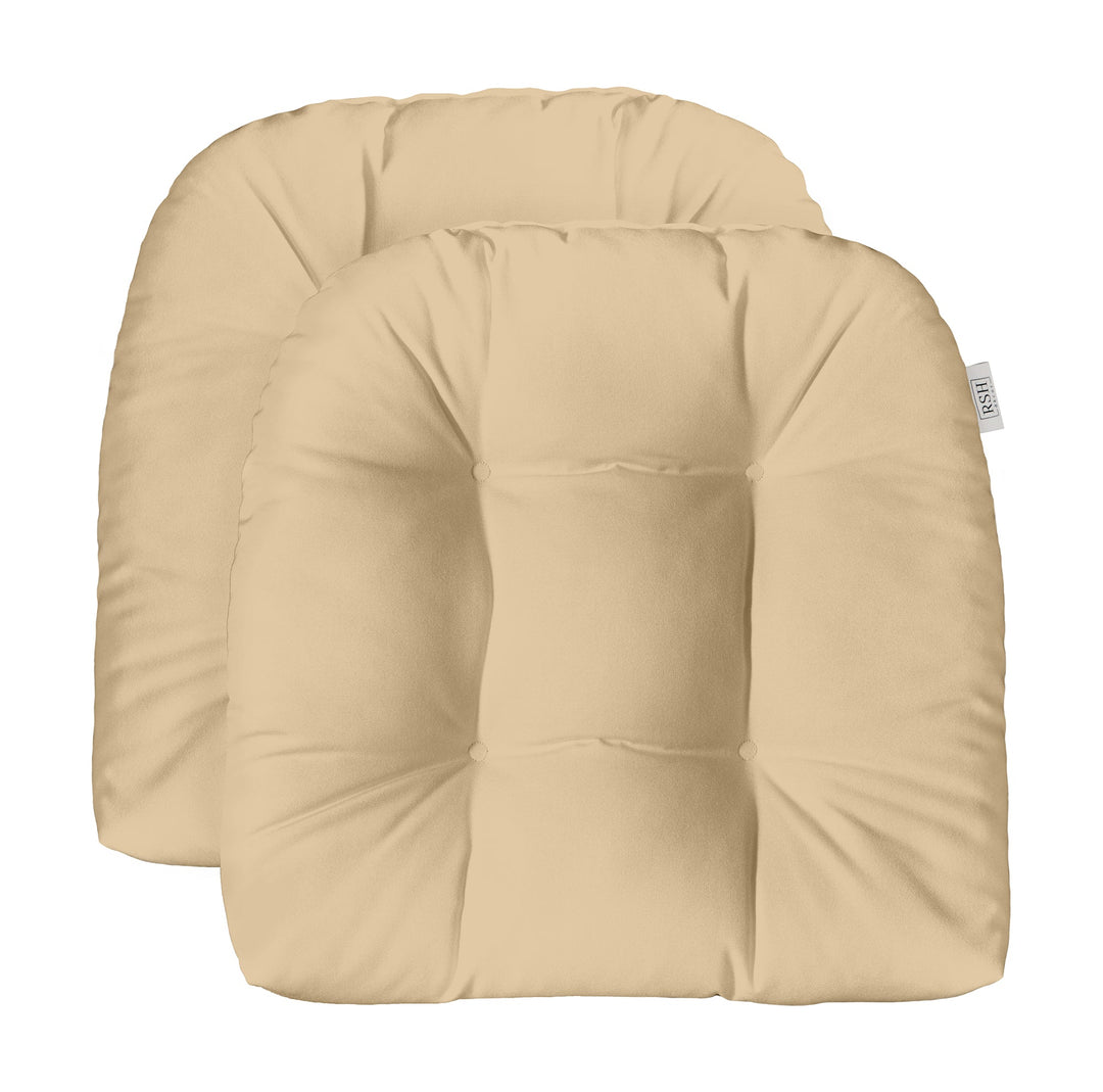 Set of 2 U-Shape Wicker Seat Cushions Set, Tufted, 19" x 19", Tan - RSH Decor