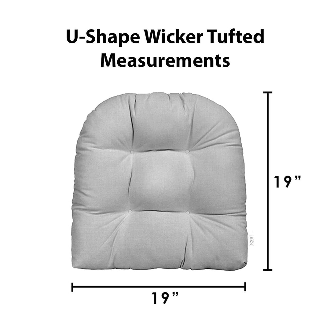Set of 2 U-Shape Wicker Tufted Seat Cushions | 19" x 19" | Navy | SUMMER FLASH SALE - RSH Decor