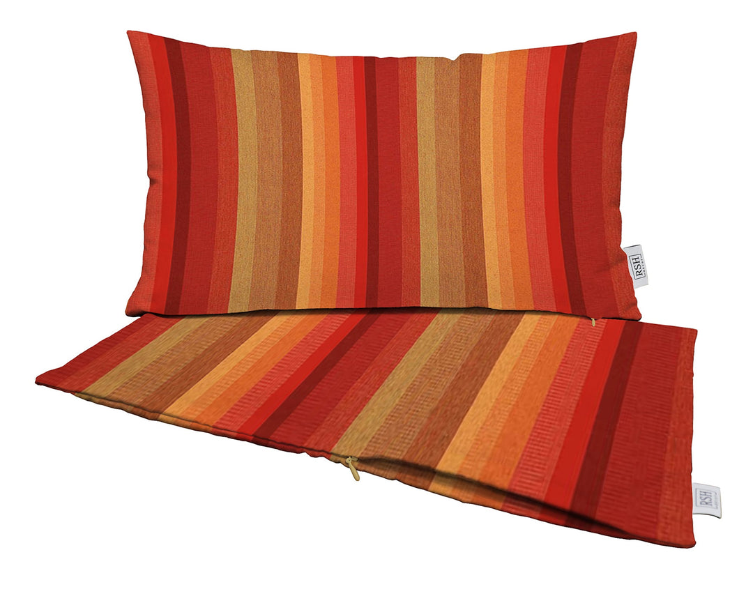 Set of 2 Zippered Lumbar Throw Pillow Covers | Sunbrella Stripes - RSH Decor