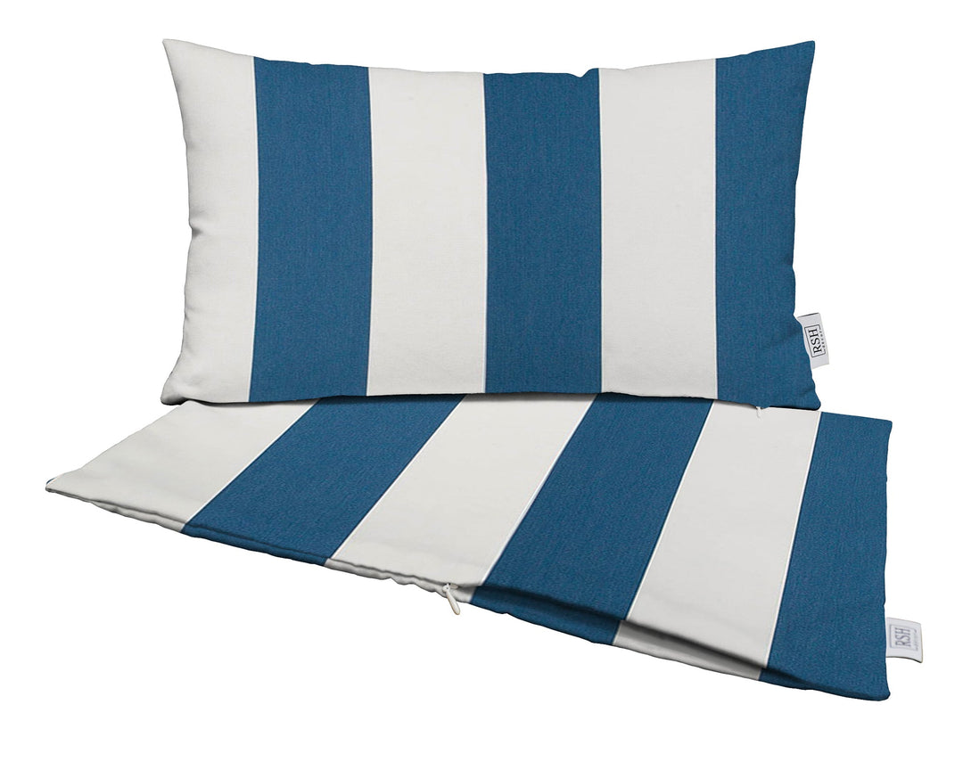 Set of 2 Zippered Lumbar Throw Pillow Covers | Sunbrella Stripes - RSH Decor