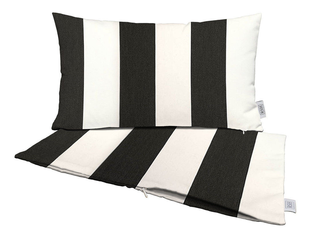 Set of 2 Zippered Lumbar Throw Pillow Covers | Sunbrella Stripes - RSH Decor