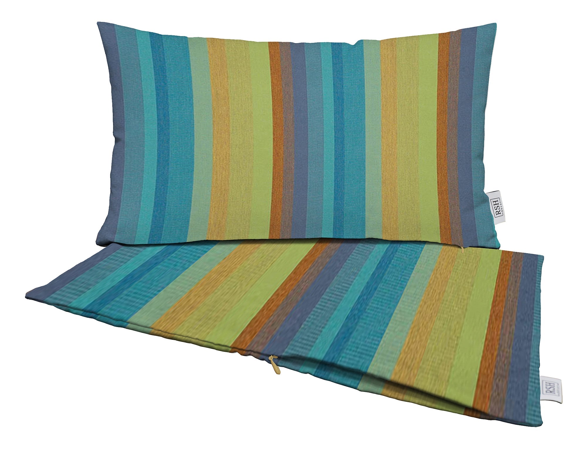 Set of 2 Zippered Lumbar Throw Pillow Covers Sunbrella Stripes RSH Decor