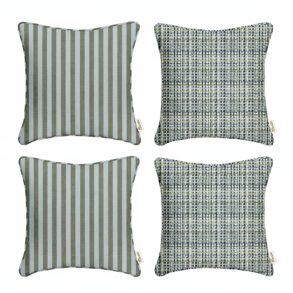 Set of 4 Designer Sunbrella Throw Pillows - Sail Away Aloe and Principle Lagoon - RSH Decor