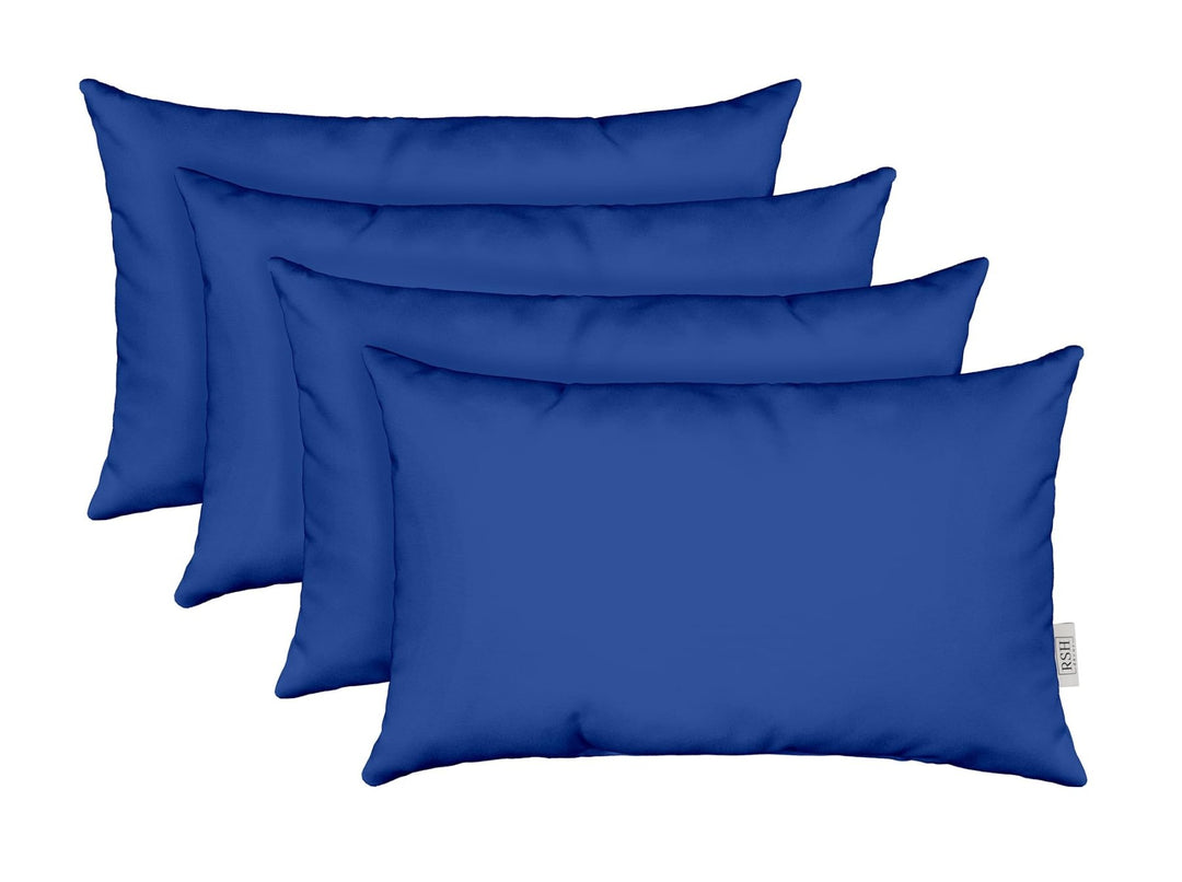 Set of 4 Jumbo Lumbar Throw Pillows - 26" x 16" - Water & Fade - Resistant - Veranda Blue - RSH Decor