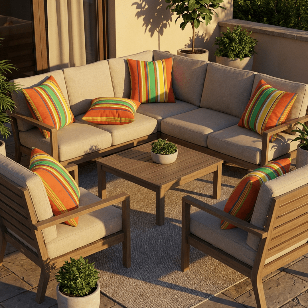 Set of 4 Pillows, 17" W x 17" H, Bright Colorful Stripe - RSH Decor