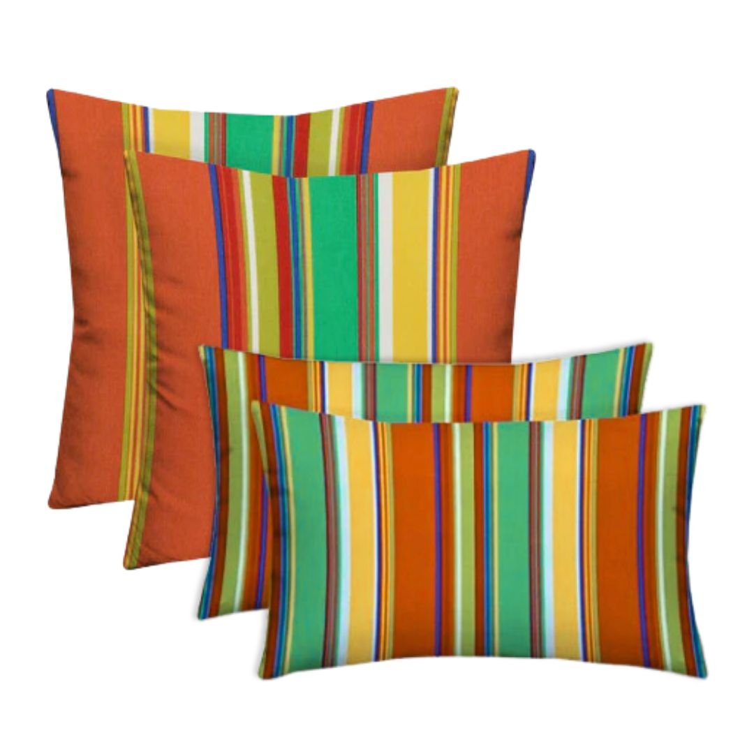Set of 4 Square and Lumbar Accent Pillows | Reversible | 17” x 17” & 20" x 12" | SPRING FLASH SALE - RSH Decor