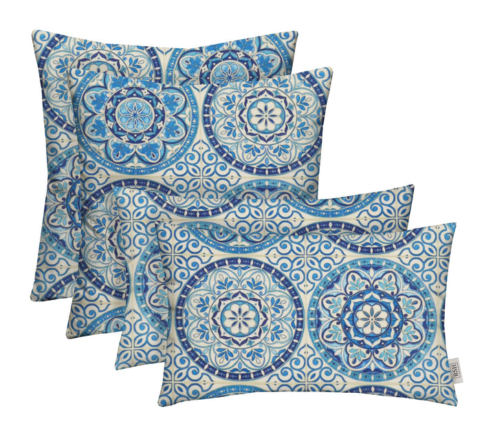 Set of 4 Square and Lumbar Accent Pillows | Reversible | 17” x 17” & 20" x 12" | SPRING FLASH SALE - RSH Decor