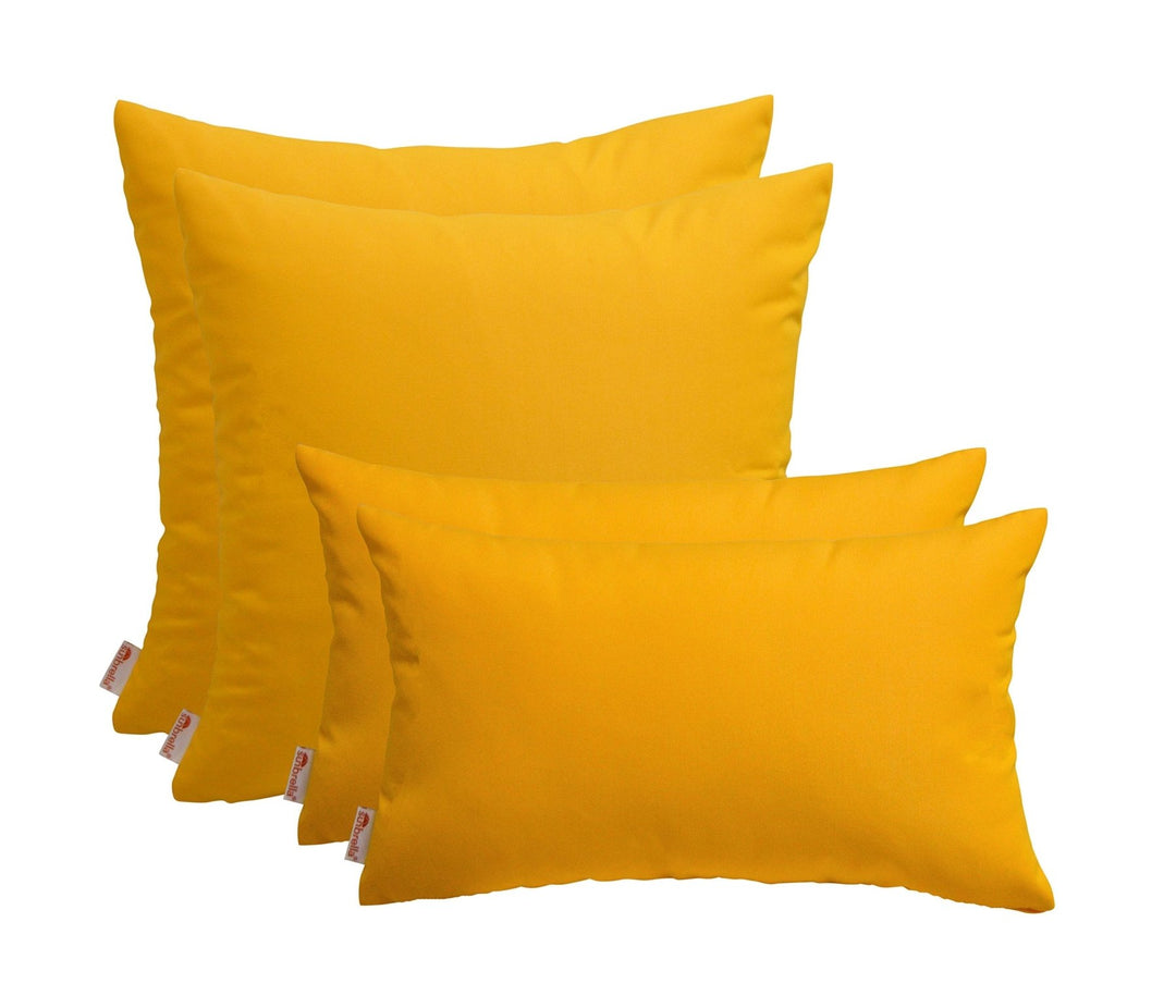 Set of 4 Sunbrella Canvas Sunflower Lumbar & Square Pillows; Water and Fade - Resistant Performance Fabric - RSH Decor